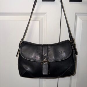 Coach Classic Black Leather Shoulder Bag